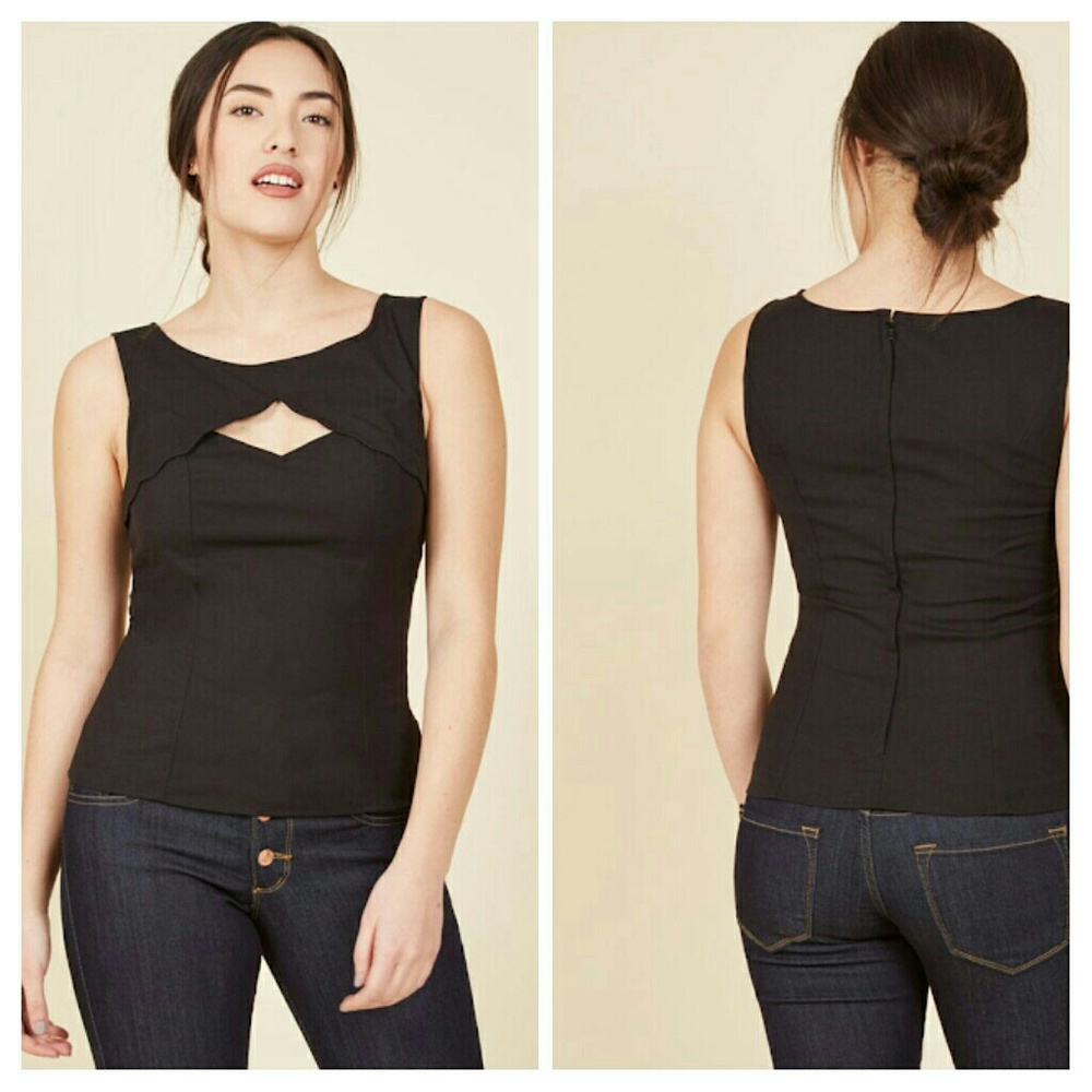 Modcloth Stand Your Fairground Tank Black 4X